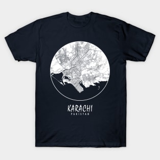 Karachi, Pakistan City Map - Full Moon T-Shirt